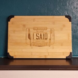 NEW Large Bamboo Cutting Board Laser Engraved Approx. 12" X 18"